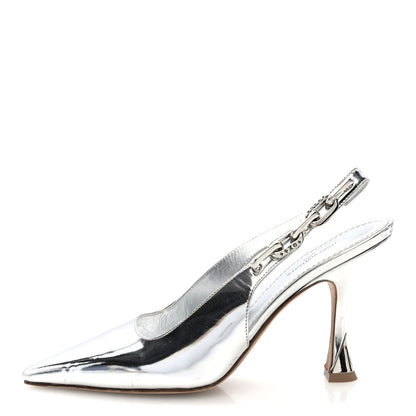 Louis Vuitton Metallic Calfskin Sparkle Slingback Pumps 37.5 Silver 1 of 8