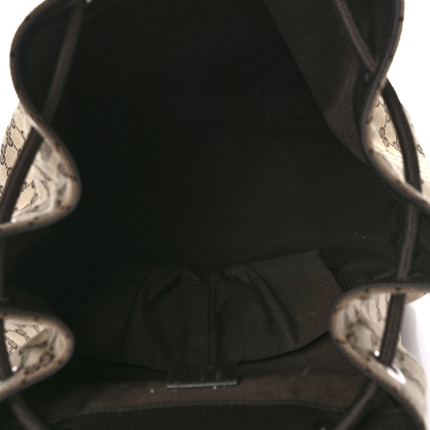Gucci Monogram Dollar Calfskin O Drawstring Backpack Beige Ebony Testa di Moro Dark Chocolate 5 of 9