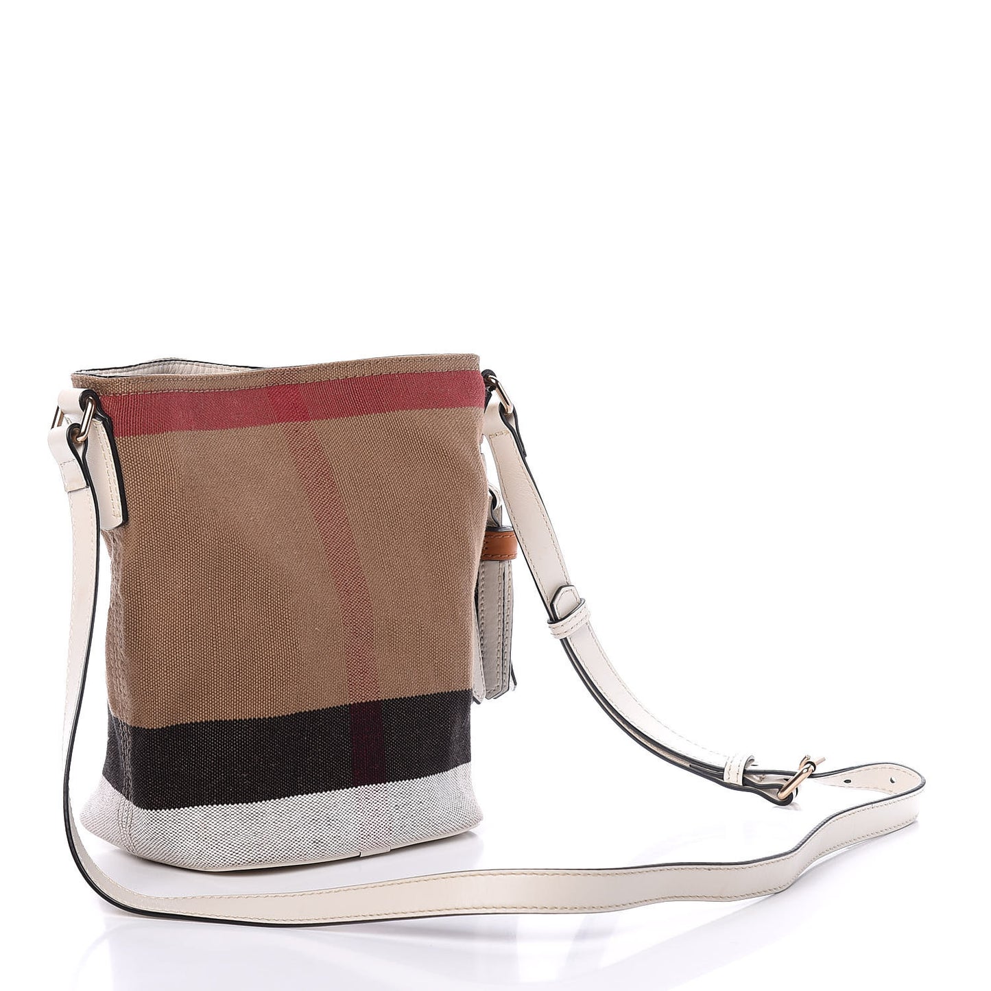 Canvas Mega Check Medium Ashby Tassel Crossbody White