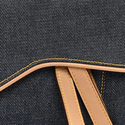 Christian Dior Denim Calfskin Saddle Bag Blue 8 of 11