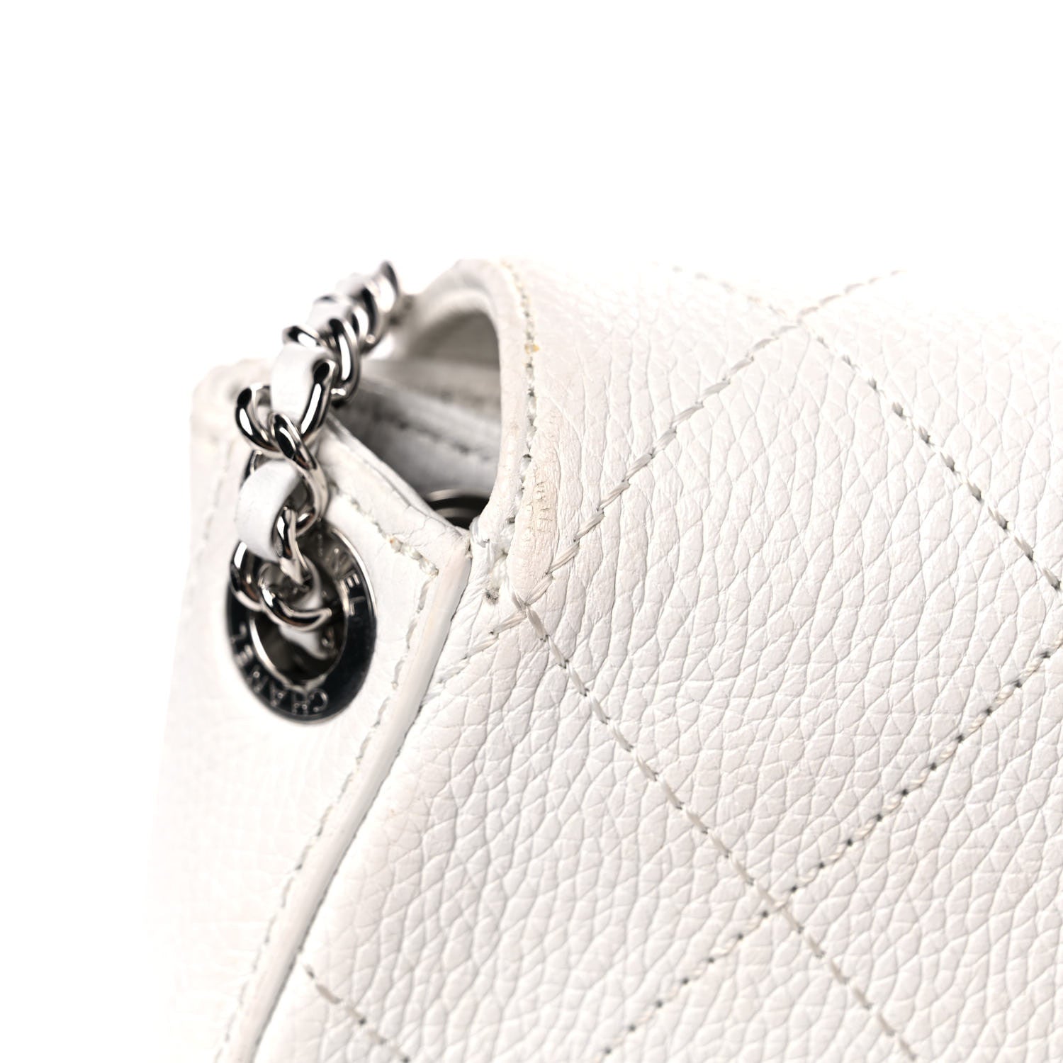 Chanel Calfskin Stitched Flap Bag White 14 of 15