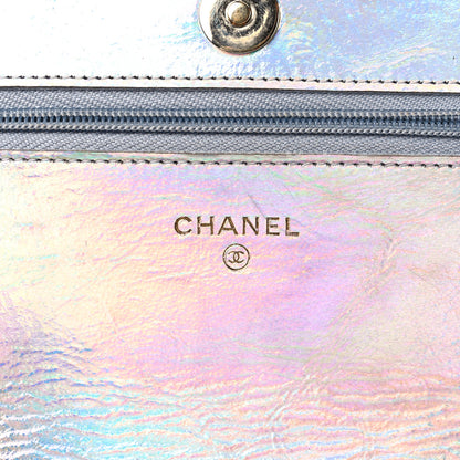 Chanel Iridescent Goatskin Quilted Wallet On Chain WOC Silver 6 of 15