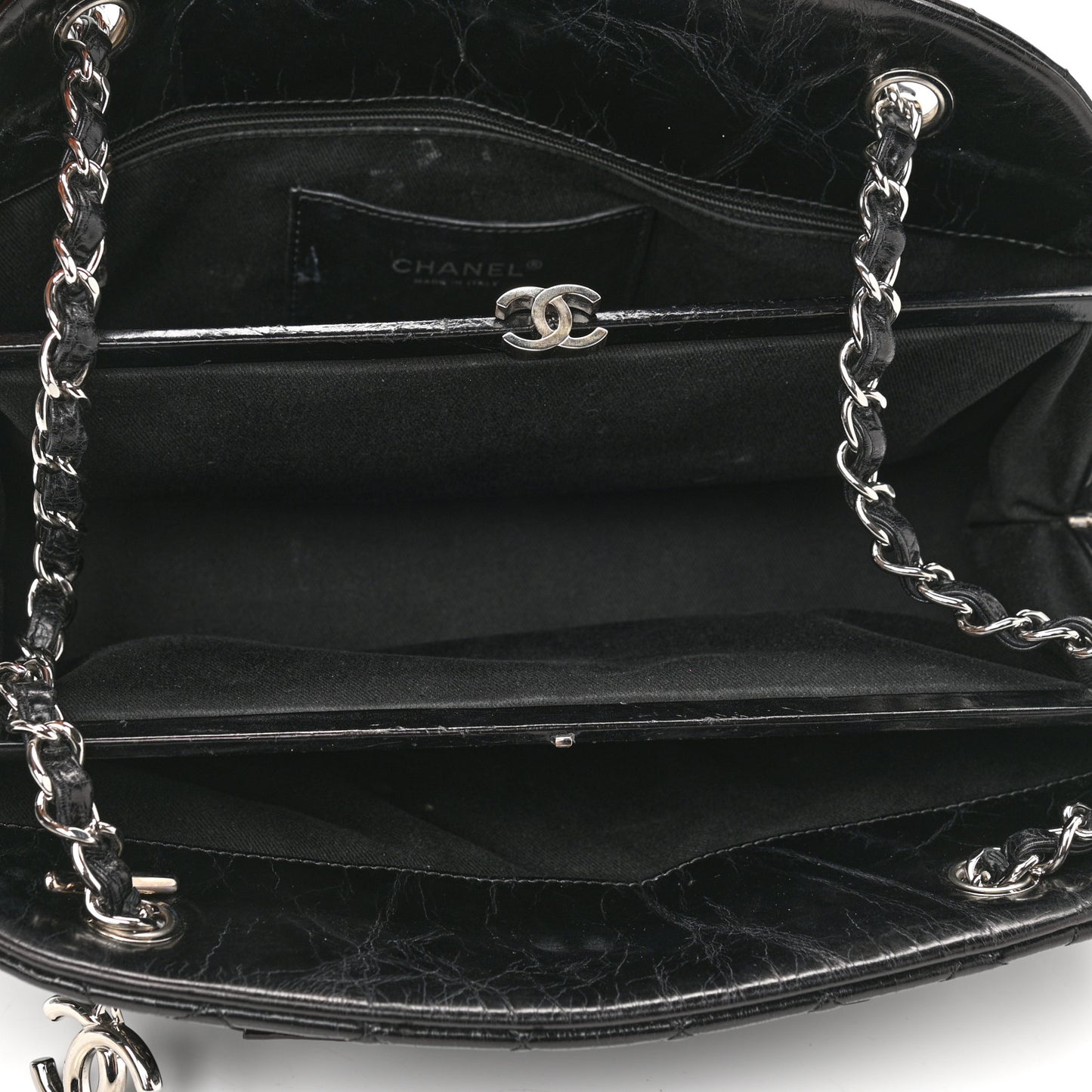 Patent Quilted Medium Just Mademoiselle Bowling Bag Black