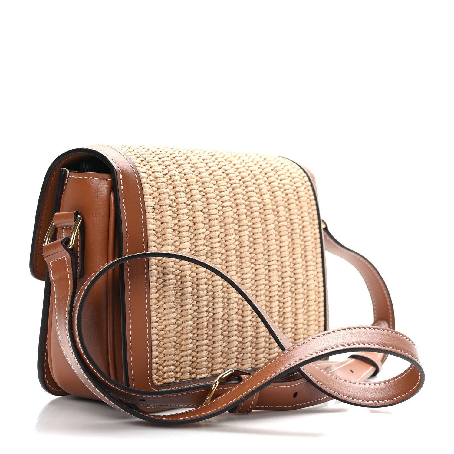 Celine Raffia Calfskin Teen Triomphe Natural Tan 3 of 8
