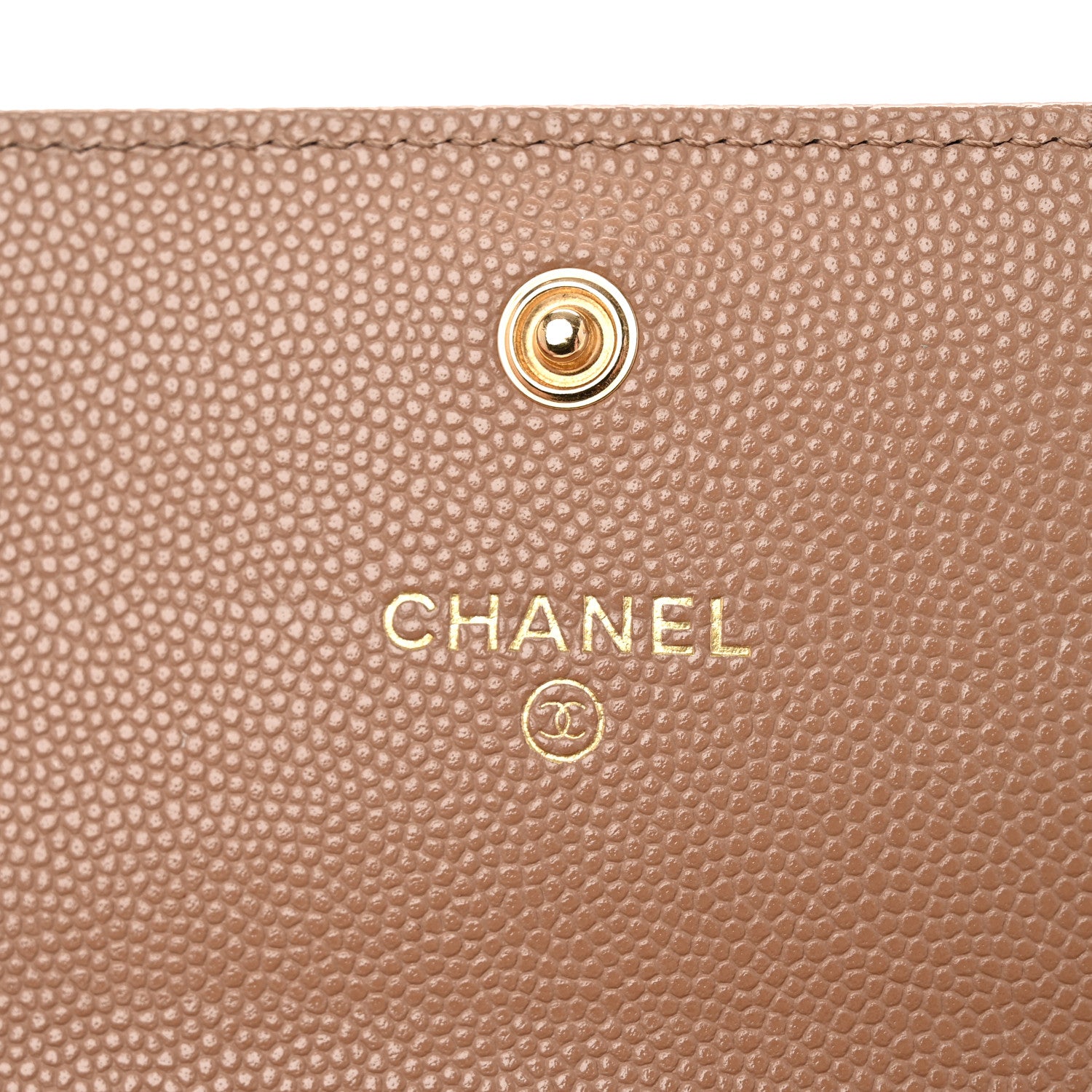 Chanel Caviar Quilted Textured CC Flap Wallet Dark Beige 6 of 8