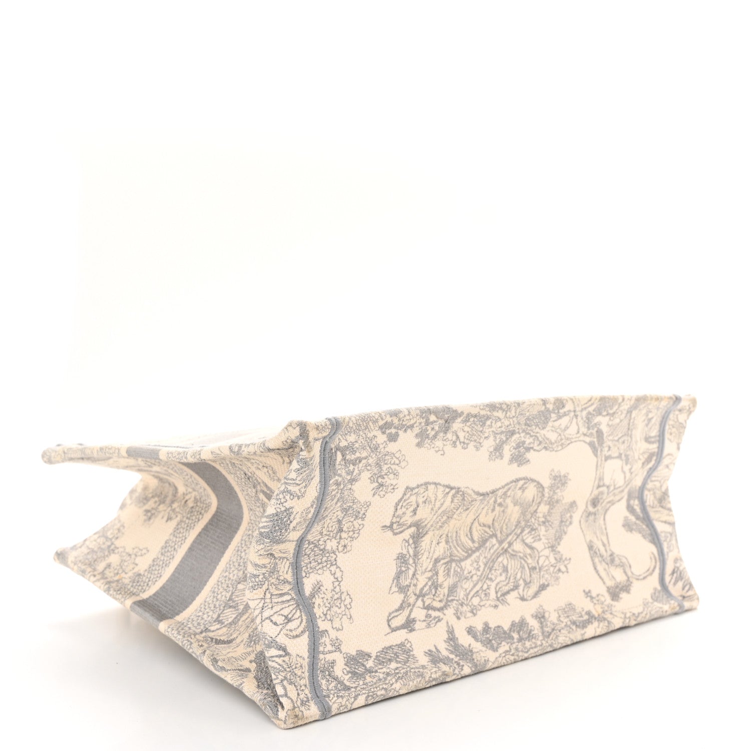 Christian Dior Canvas Embroidered Medium Dioriviera Toile De Jouy Book Tote Gray 4 of 15