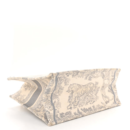 Christian Dior Canvas Embroidered Medium Dioriviera Toile De Jouy Book Tote Gray 4 of 15