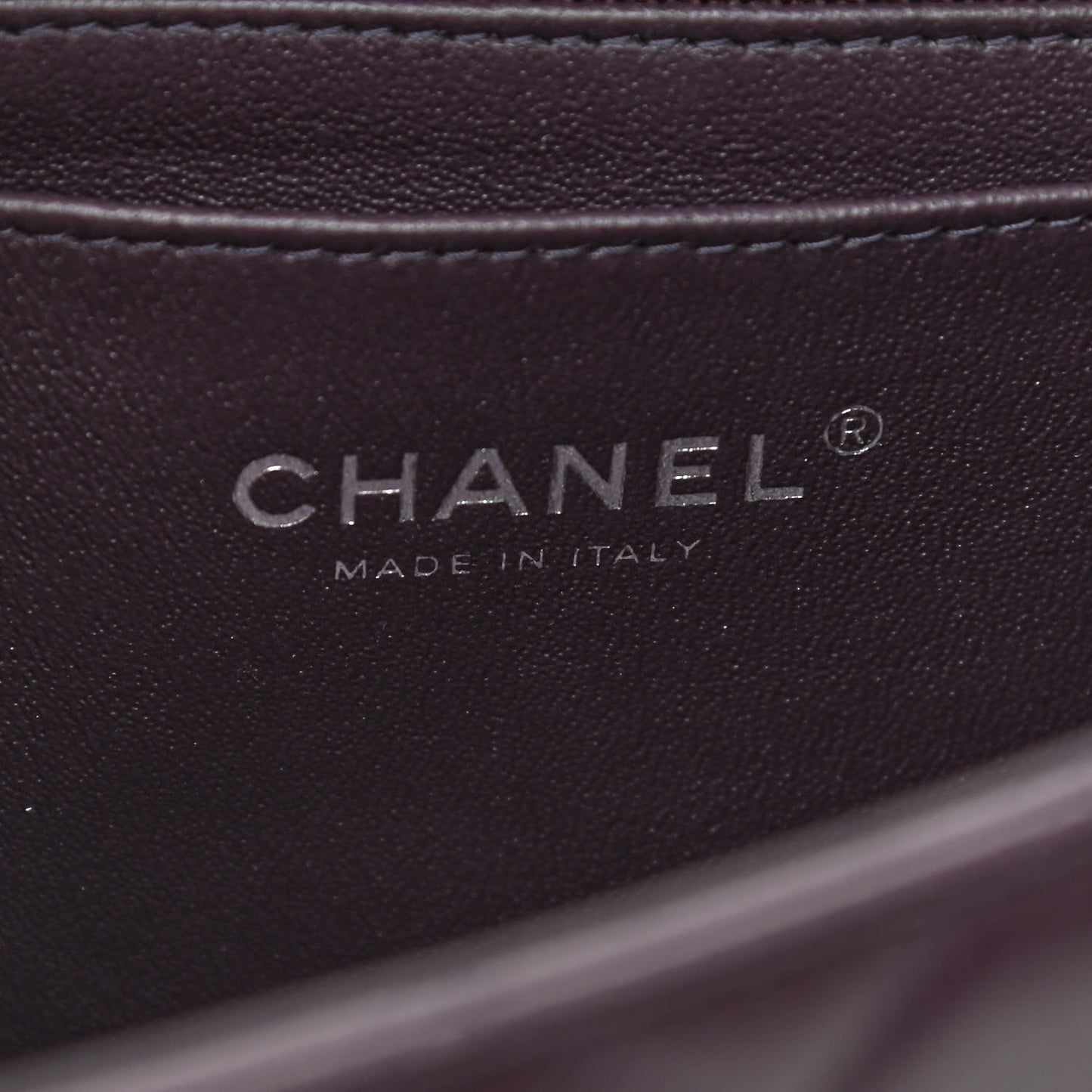 Lambskin Quilted Mini Rectangular Flap Dark Purple
