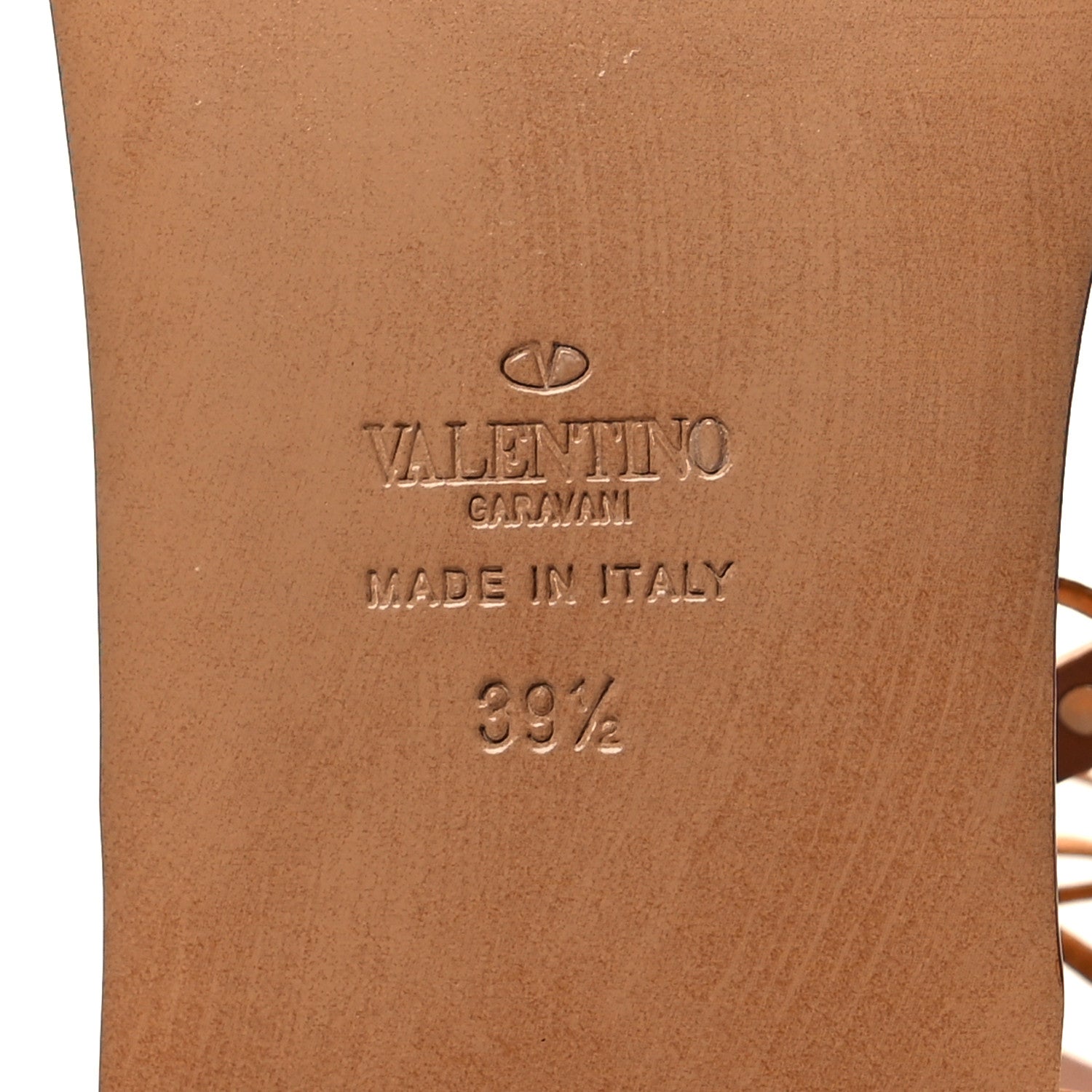 Valentino Garavani Calfskin Rockstud Gladiator Flat Sandals 39.5 Mandarin Sorbet 7 of 8