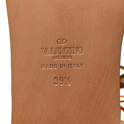 Valentino Garavani Calfskin Rockstud Gladiator Flat Sandals 39.5 Mandarin Sorbet 7 of 8