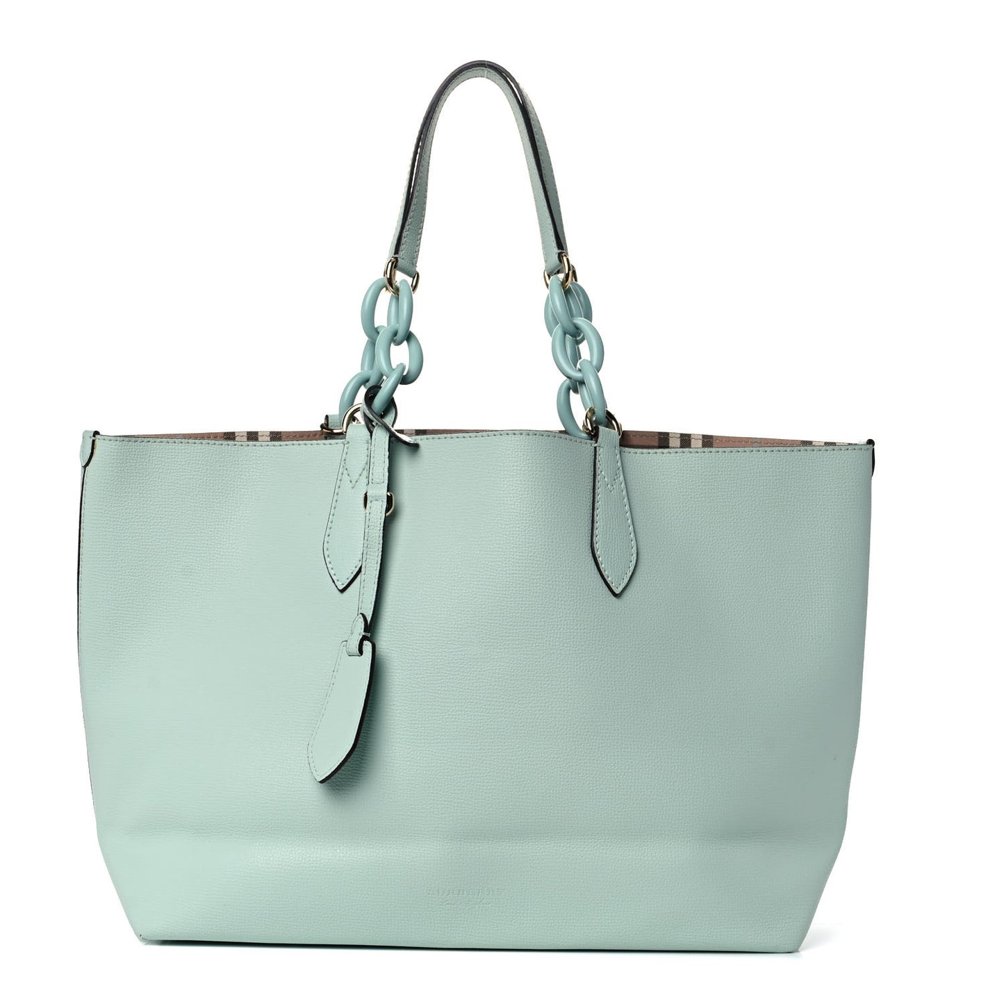 Calfskin Haymarket Check Medium Reversible Tote Pale Opal