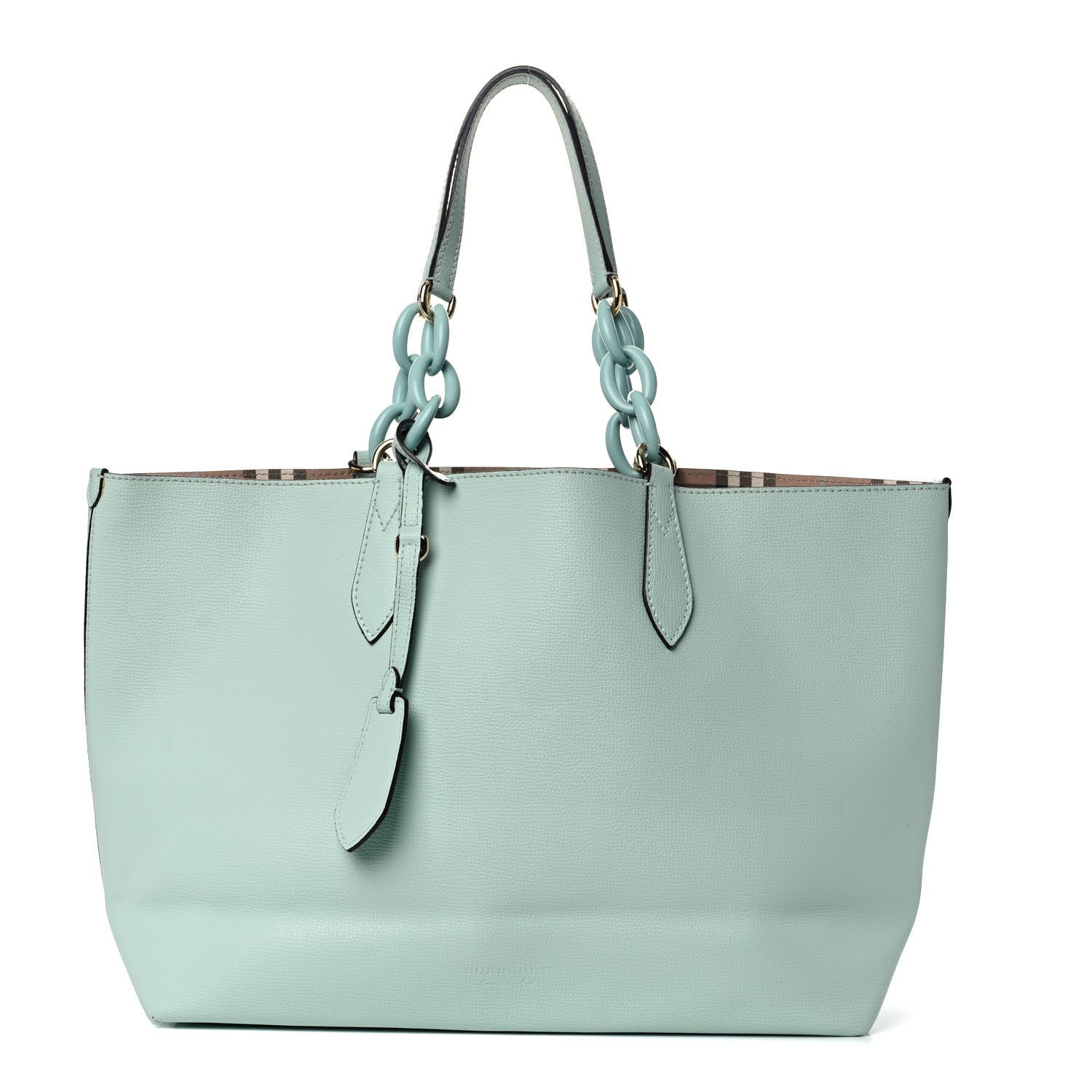 Burberry Calfskin Haymarket Check Medium Reversible Tote Pale Opal 3 of 21