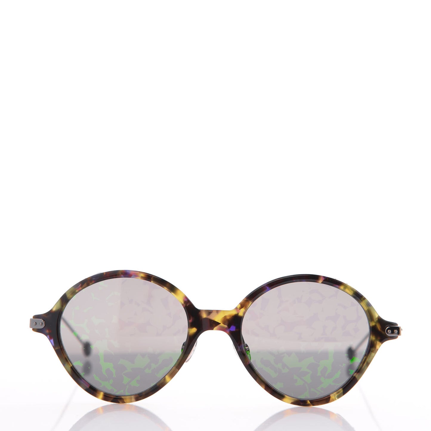 Acetate Leaf Print Umbrage Round Sunglasses Green Foliage