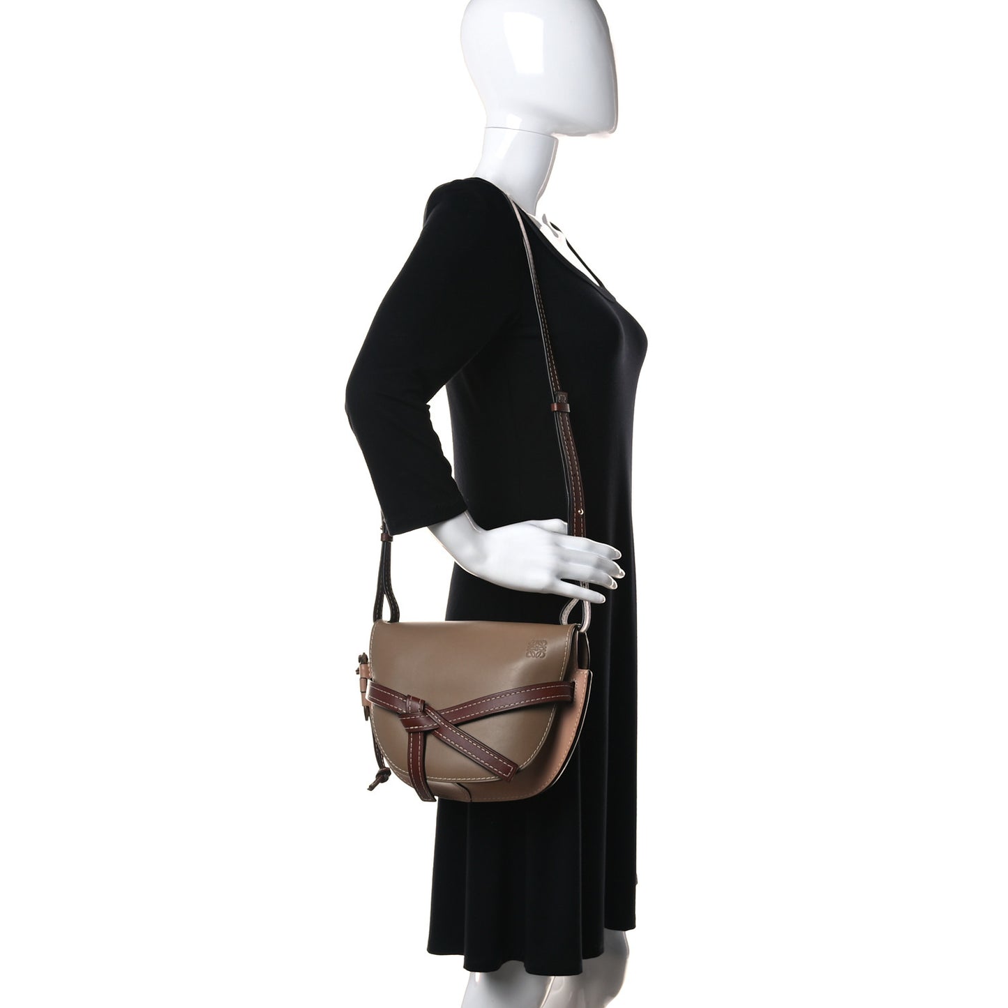 Calfskin Small Gate Crossbody Bag Taupe