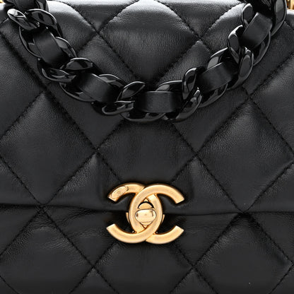 Chanel Lambskin Quilted Mini Lacquered Chain Flap Black 8 of 10