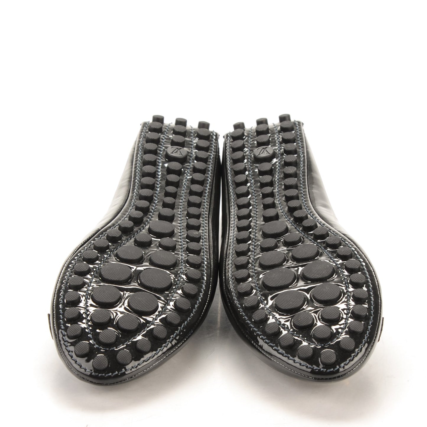 Patent Calfskin Oxford Ballerina Flats 42 Navy