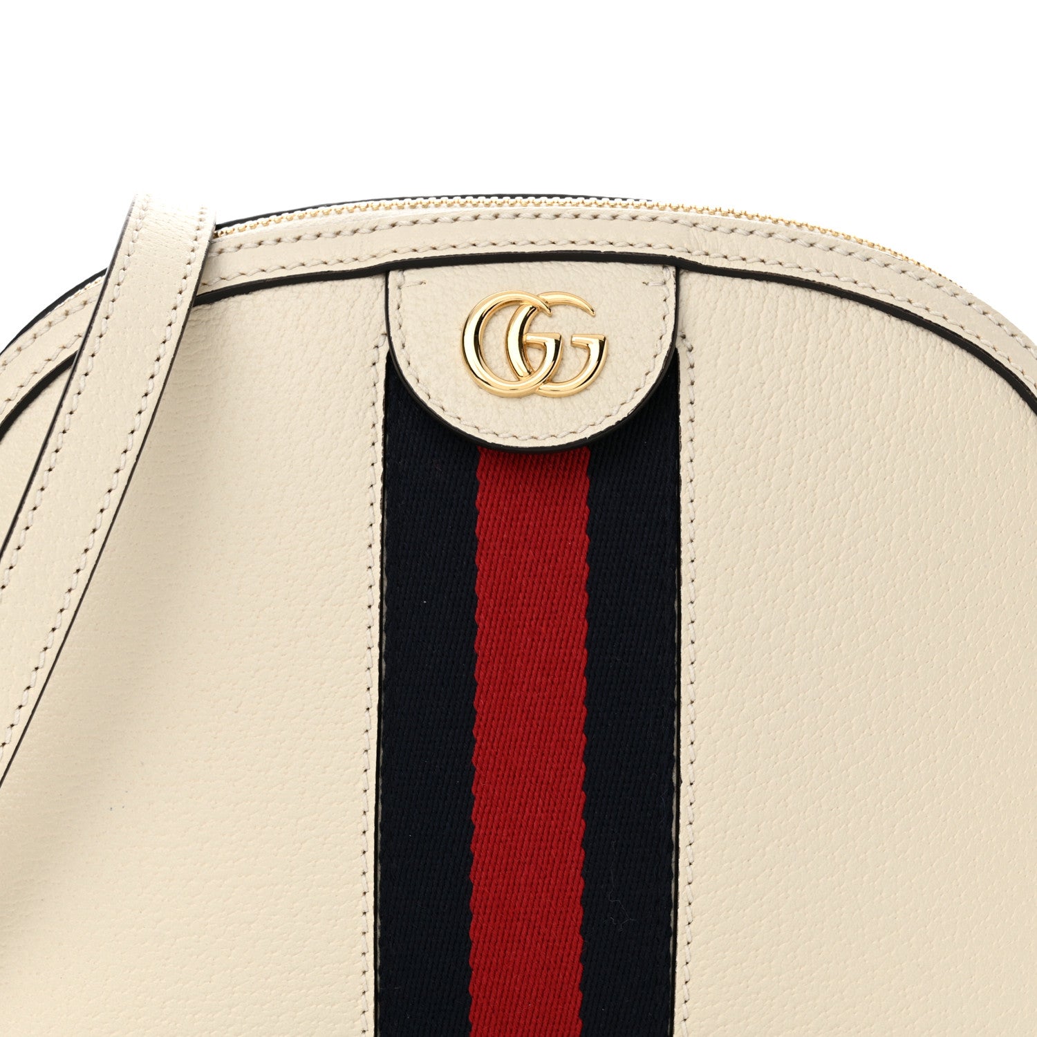 Gucci Textured Dollar Calfskin Web Small Ophidia Dome Shoulder Bag Mystic White 8 of 10