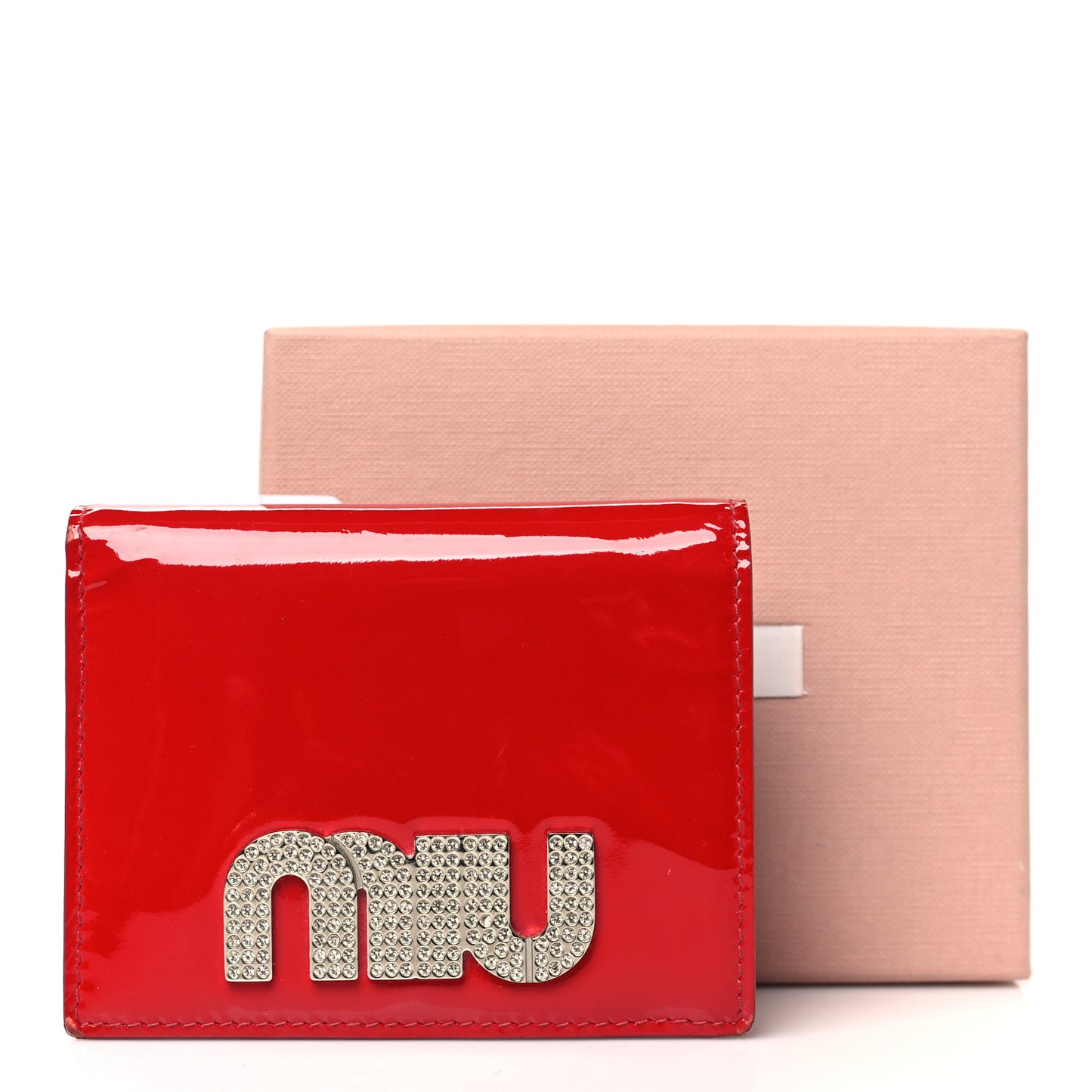 Vernice Crystal Logo Wallet Red