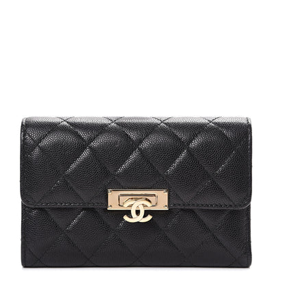 Chanel Caviar Quilted Small Golden Class Flap Wallet Black 1 of 10