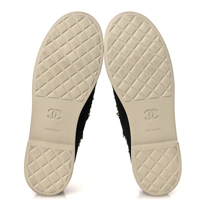 Chanel Suede Calfskin CC Chain Loafers 38.5 Black Light Gray 7 of 11