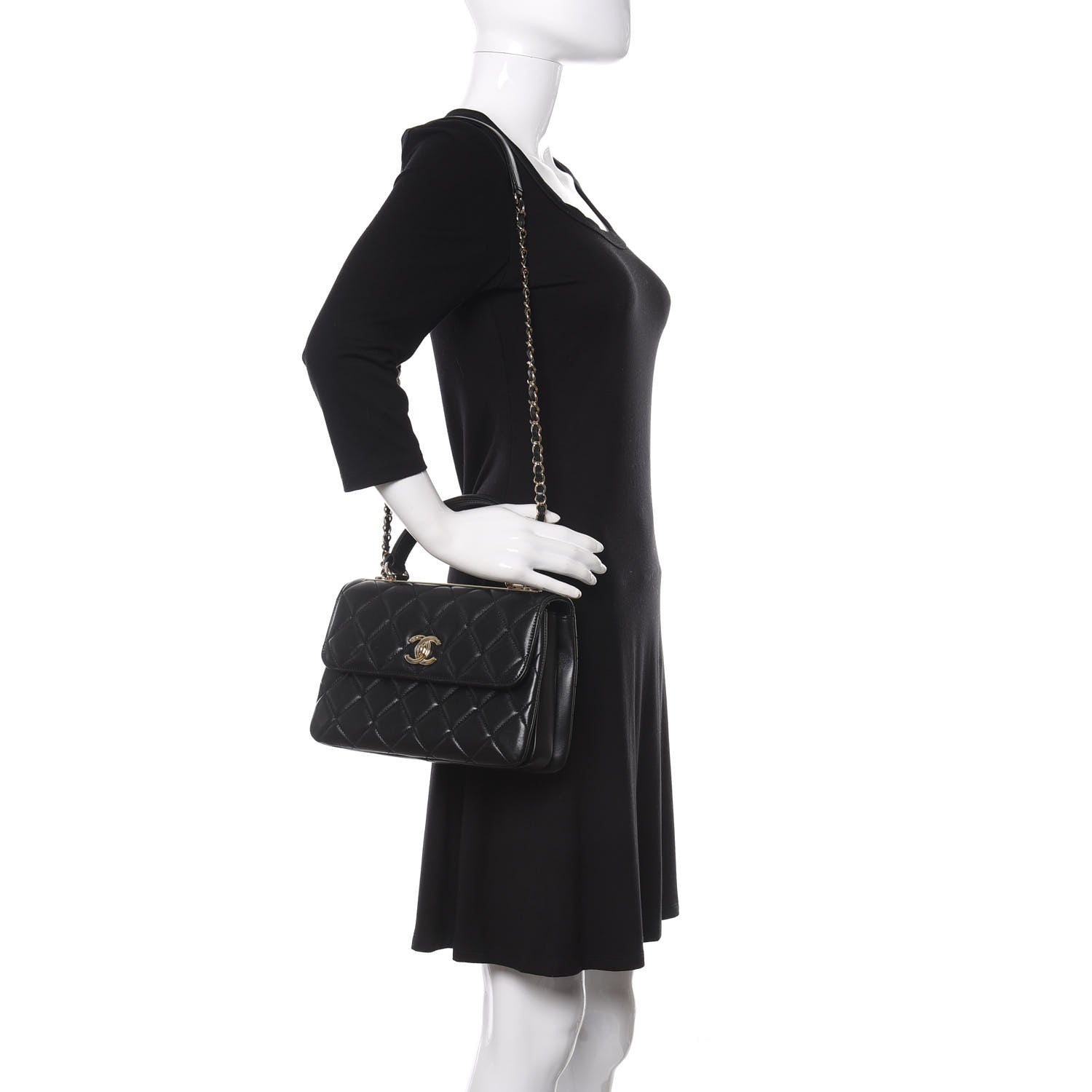 Chanel Lambskin Quilted Small Trendy CC Dual Handle Flap Bag Black 2 of 12