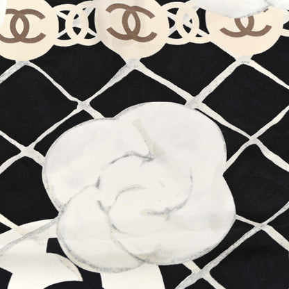 Chanel Silk Camellia CC Square Scarf Black 6 of 10
