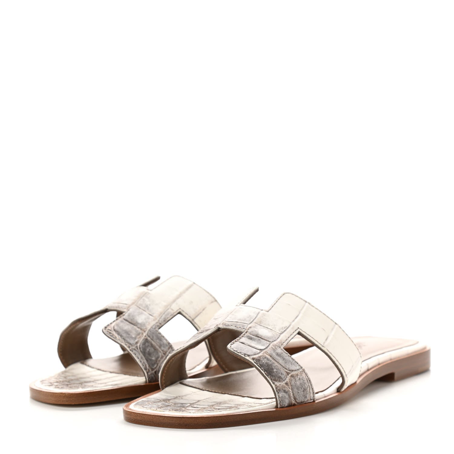 Hermes Matte Niloticus Crocodile Himalaya Oran Sandals 36 Blanc 3 of 9