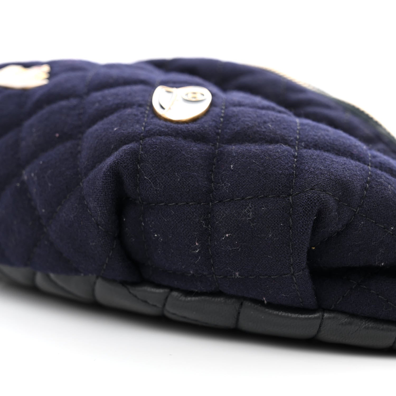 Chanel Wool Lambskin Quilted Paris Hamburg Charms Waist Bag Dark Navy 10 of 10
