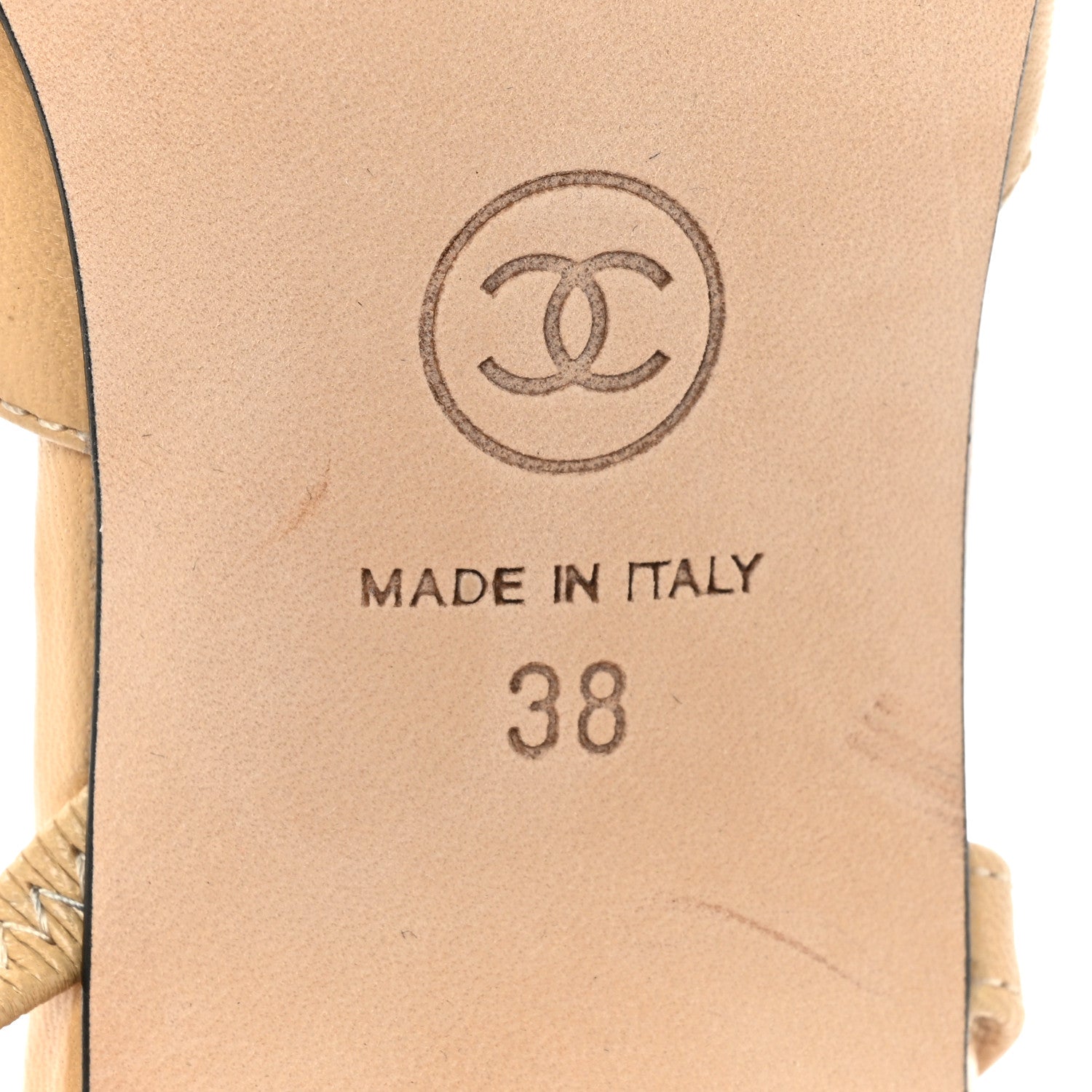 Chanel Goatskin Grosgrain Cap Toe CC Slingback Pumps 38 Beige Black 6 of 10