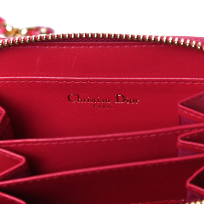 Christian Dior Lambskin Cannage Mini Caro Zipped Pouch Raspberry 5 of 9