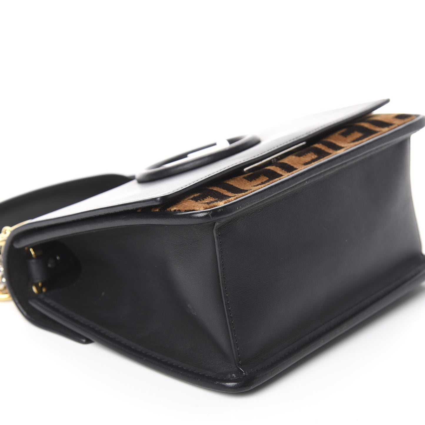 Vitello Century Velvet F is Fendi FF Small Kan I Shoulder Bag Black Tobacco