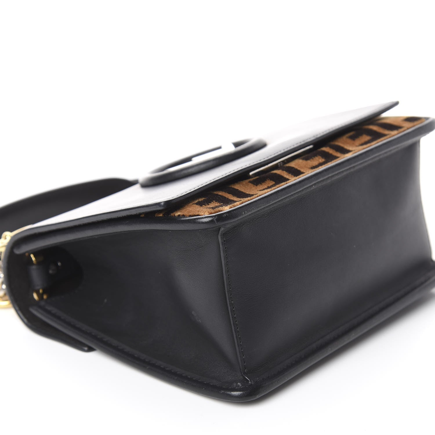 Fendi Vitello Century Velvet F is Fendi FF Small Kan I Shoulder Bag Black Tobacco 5 of 15