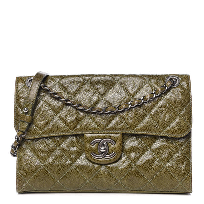 Chanel Crumpled Grained Calfskin Medium CC Crave Flap Green 1 of 12