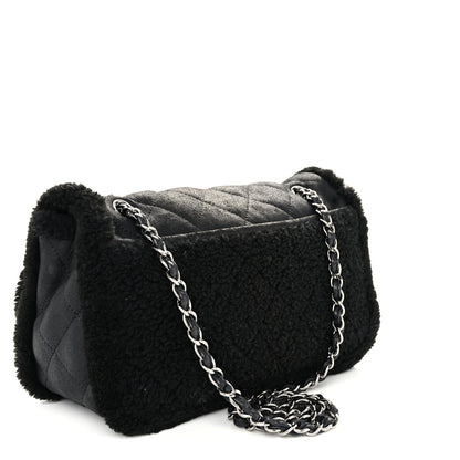 Chanel Shearling Quilted Jumbo Single Flap Black 3 of 9