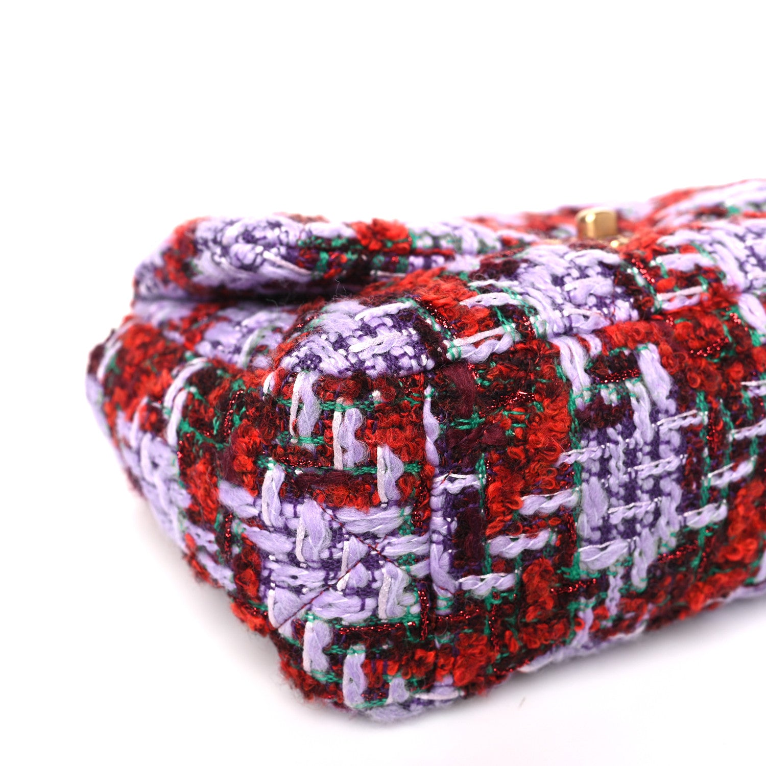 Chanel Tweed Quilted Medium Chanel 19 Flap Red Purple Green 8 of 9
