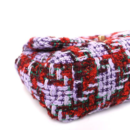 Chanel Tweed Quilted Medium Chanel 19 Flap Red Purple Green 8 of 9