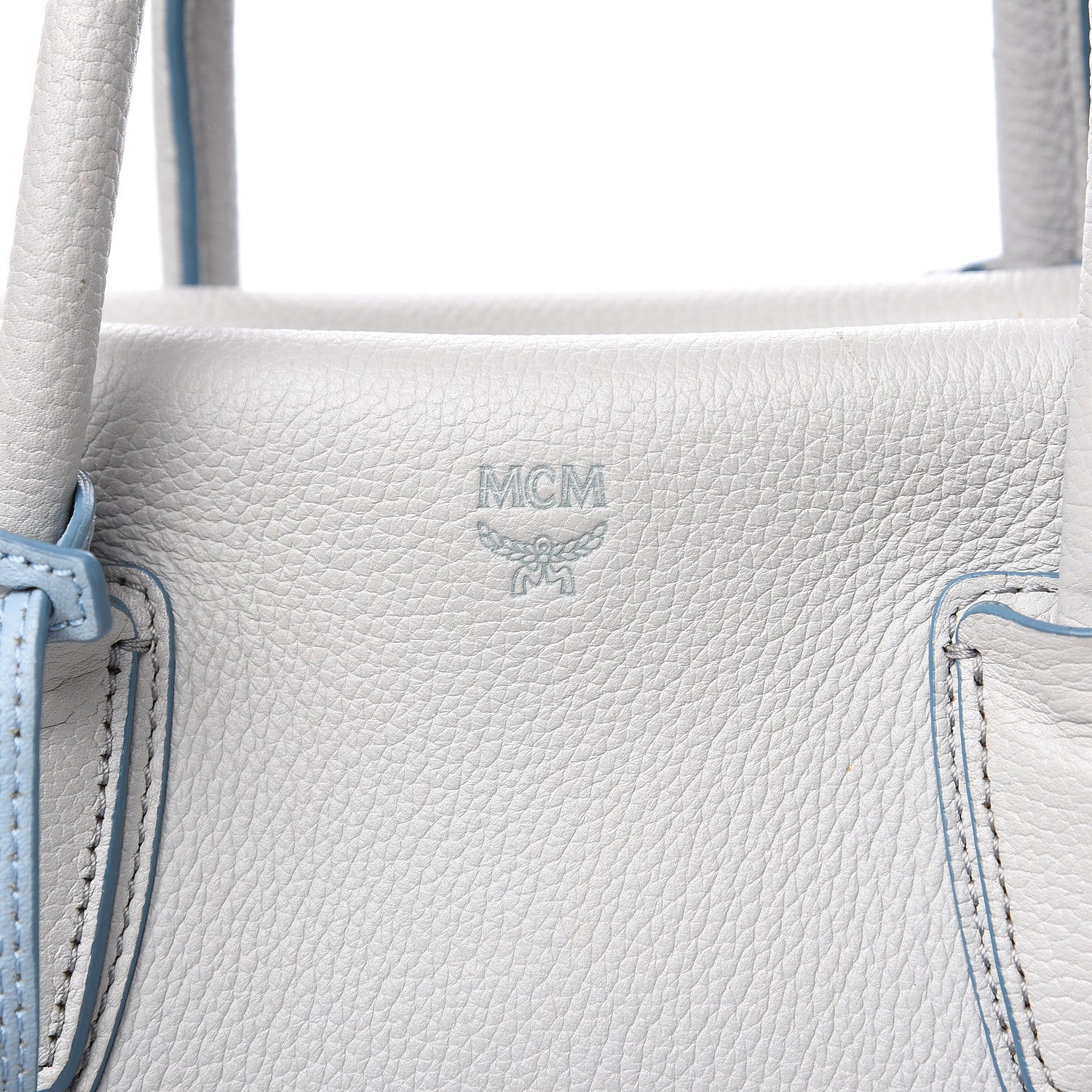 MCM Grained Calfskin Large Milla Tote Whisper Grey 6 of 17