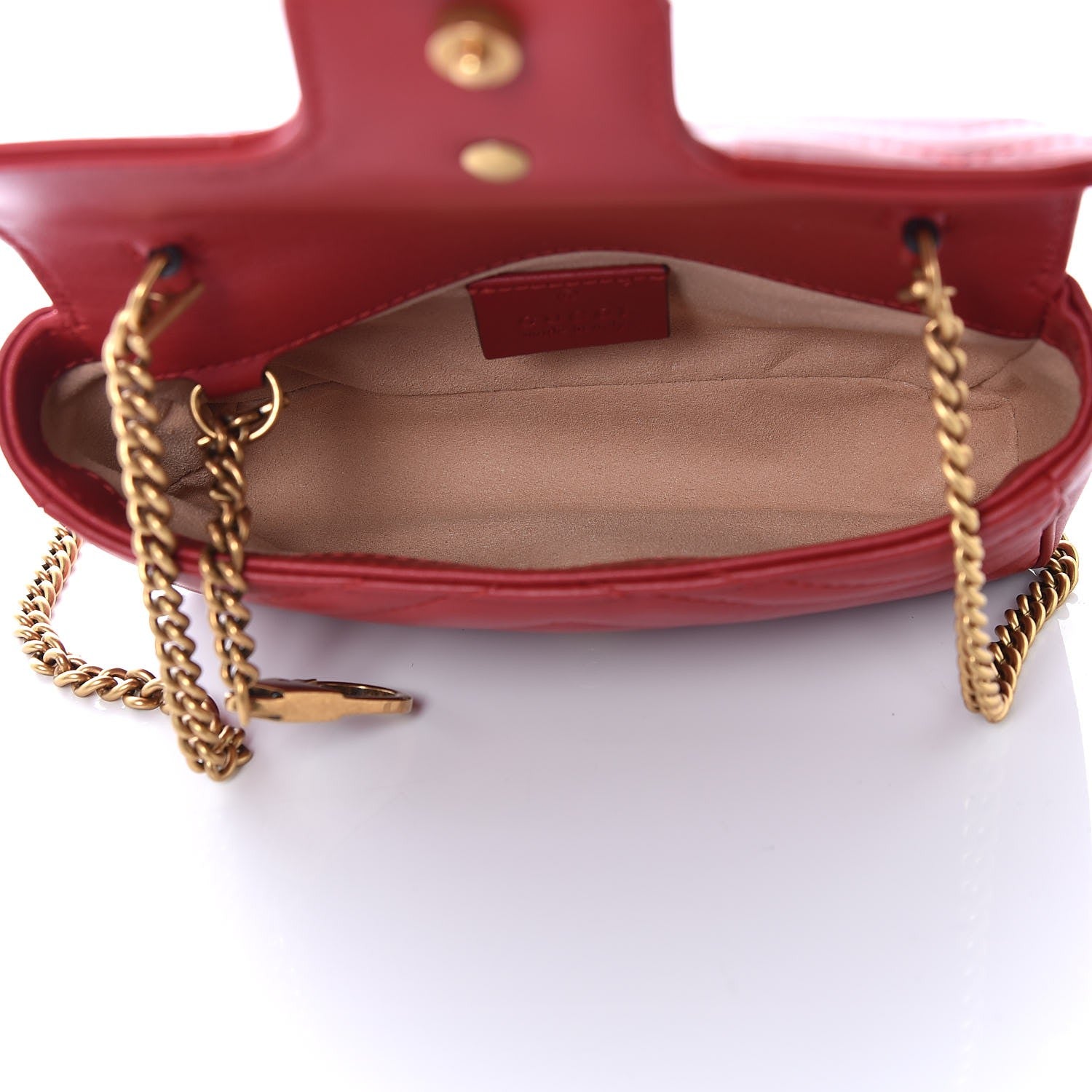 Gucci Calfskin Matelasse Super Mini GG Marmont Shoulder Bag Hibiscus Red 5 of 8