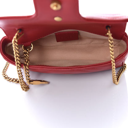 Gucci Calfskin Matelasse Super Mini GG Marmont Shoulder Bag Hibiscus Red 5 of 8