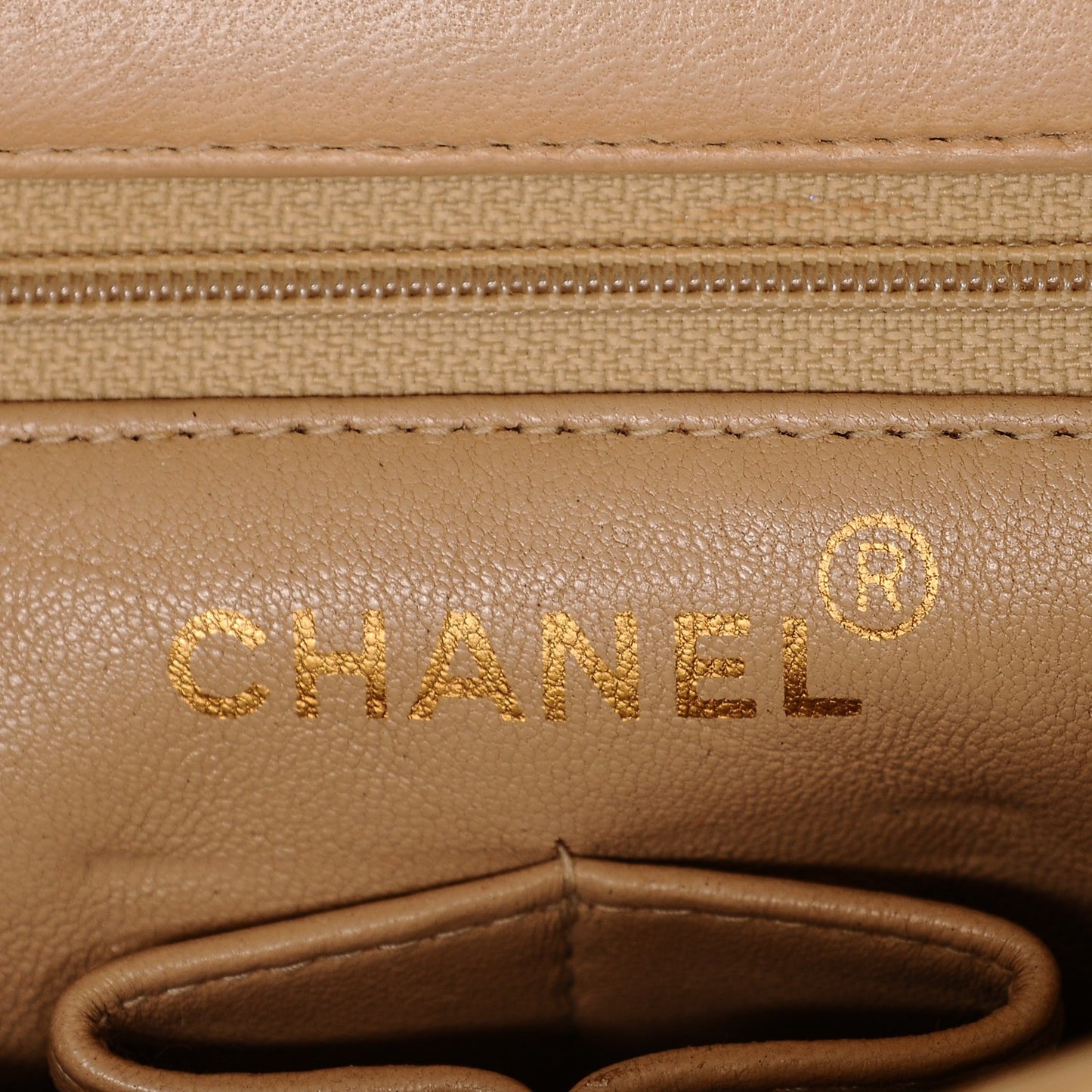 Lambskin Quilted Small Single Flap Beige