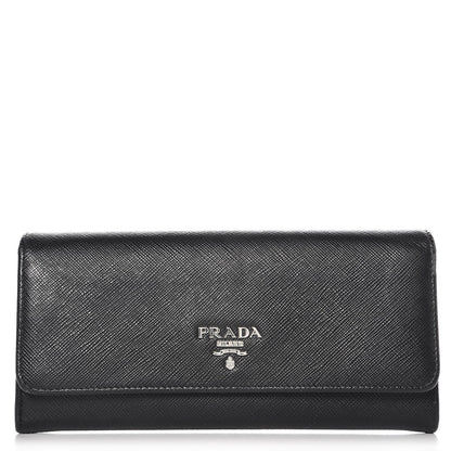 Prada Saffiano Multicolor Continental Flap Wallet Nero Black Soleil 1 of 11