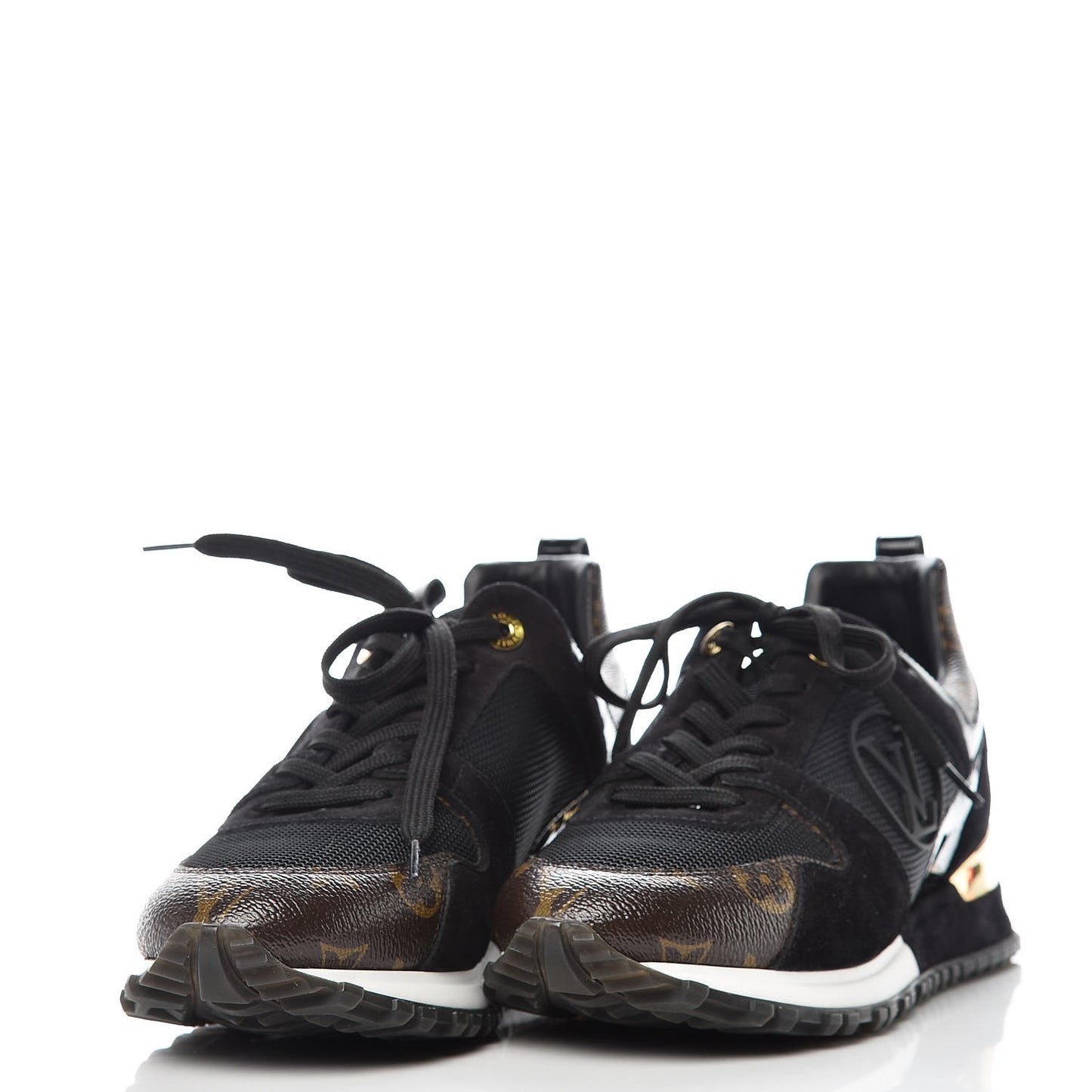 Suede Monogram Run Away Sneakers 37.5 Black