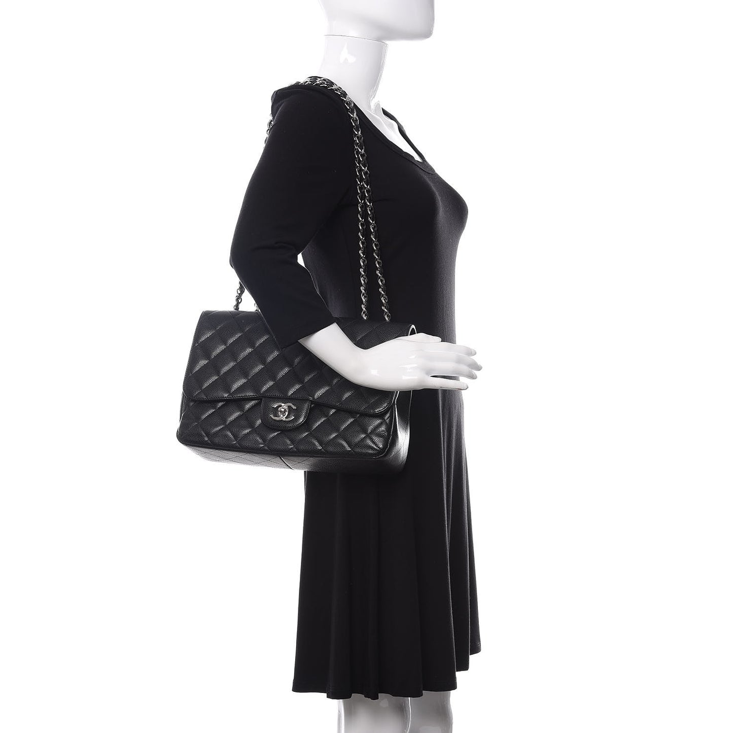 Caviar Quilted Jumbo Single Flap Black