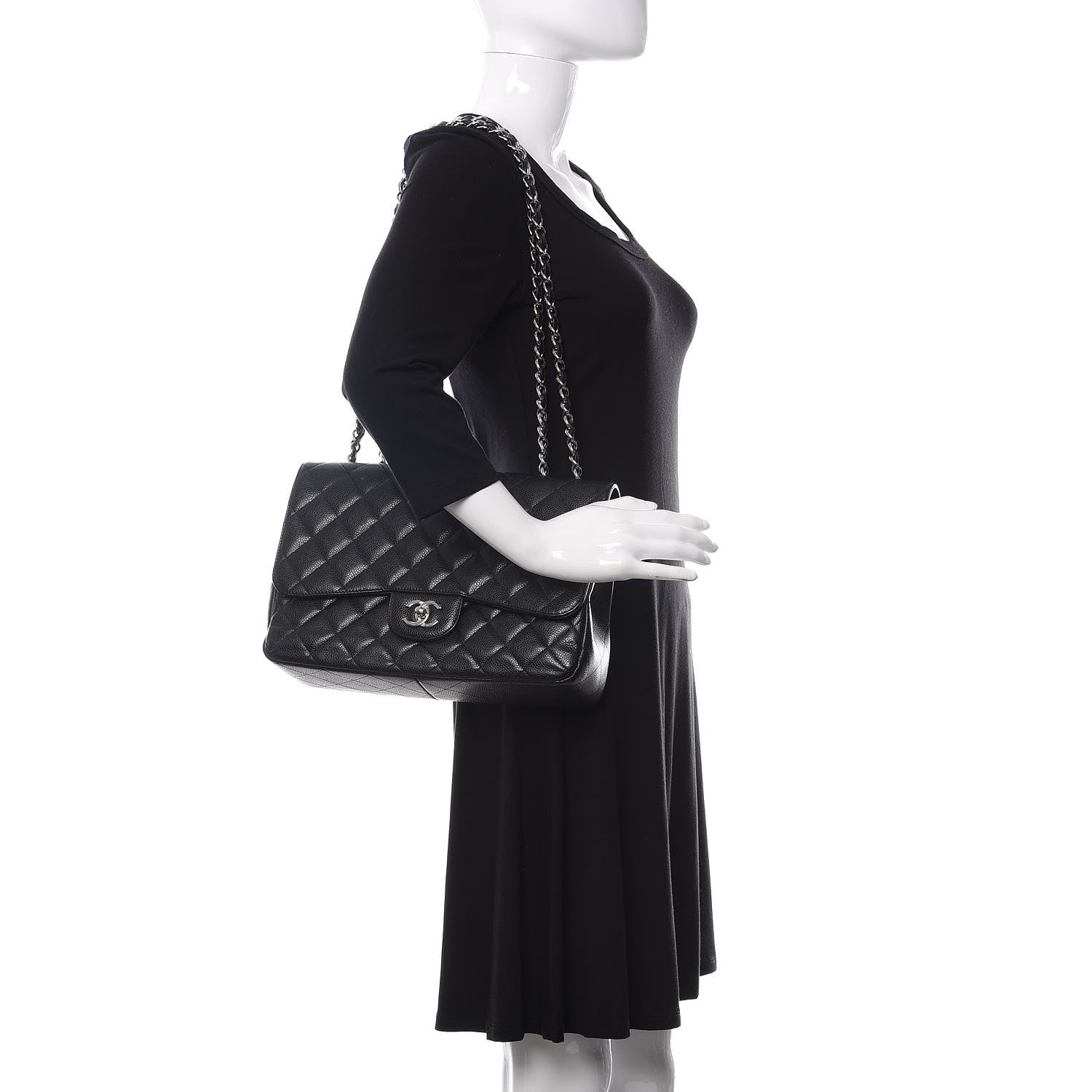Chanel Caviar Quilted Jumbo Single Flap Black 2 of 10