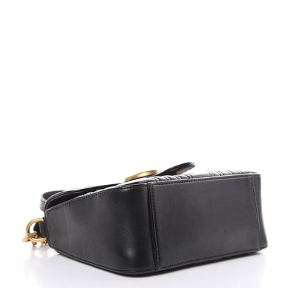 Gucci Calfskin Matelasse Mini GG Marmont Top Handle Shoulder Bag Black 4 of 16