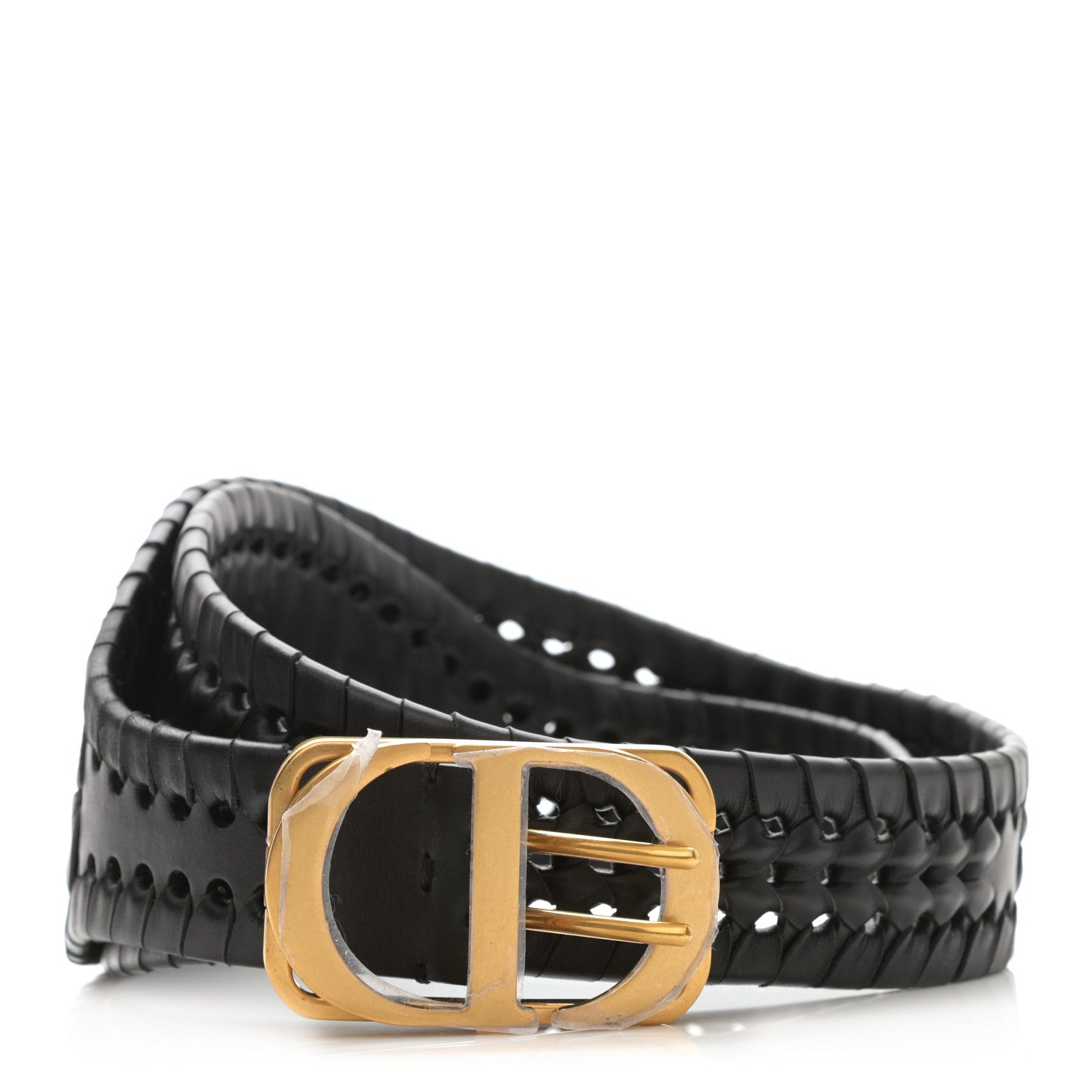 Christian Dior Calfskin Braided 30 Montaigne Belt 85 Black 1 of 5