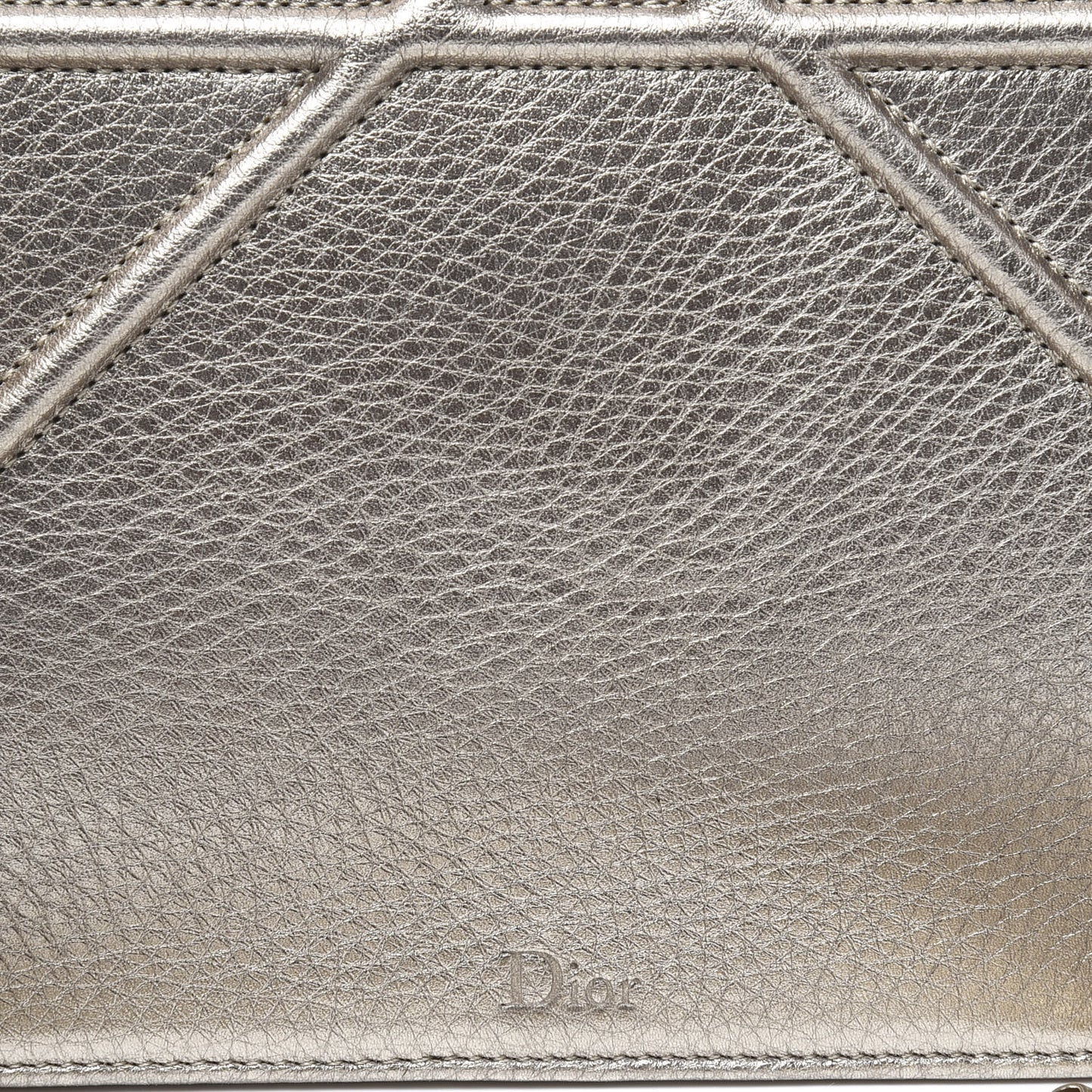 Metallic Grained Calfskin Medium Diorama Flap Bag Pale Gold