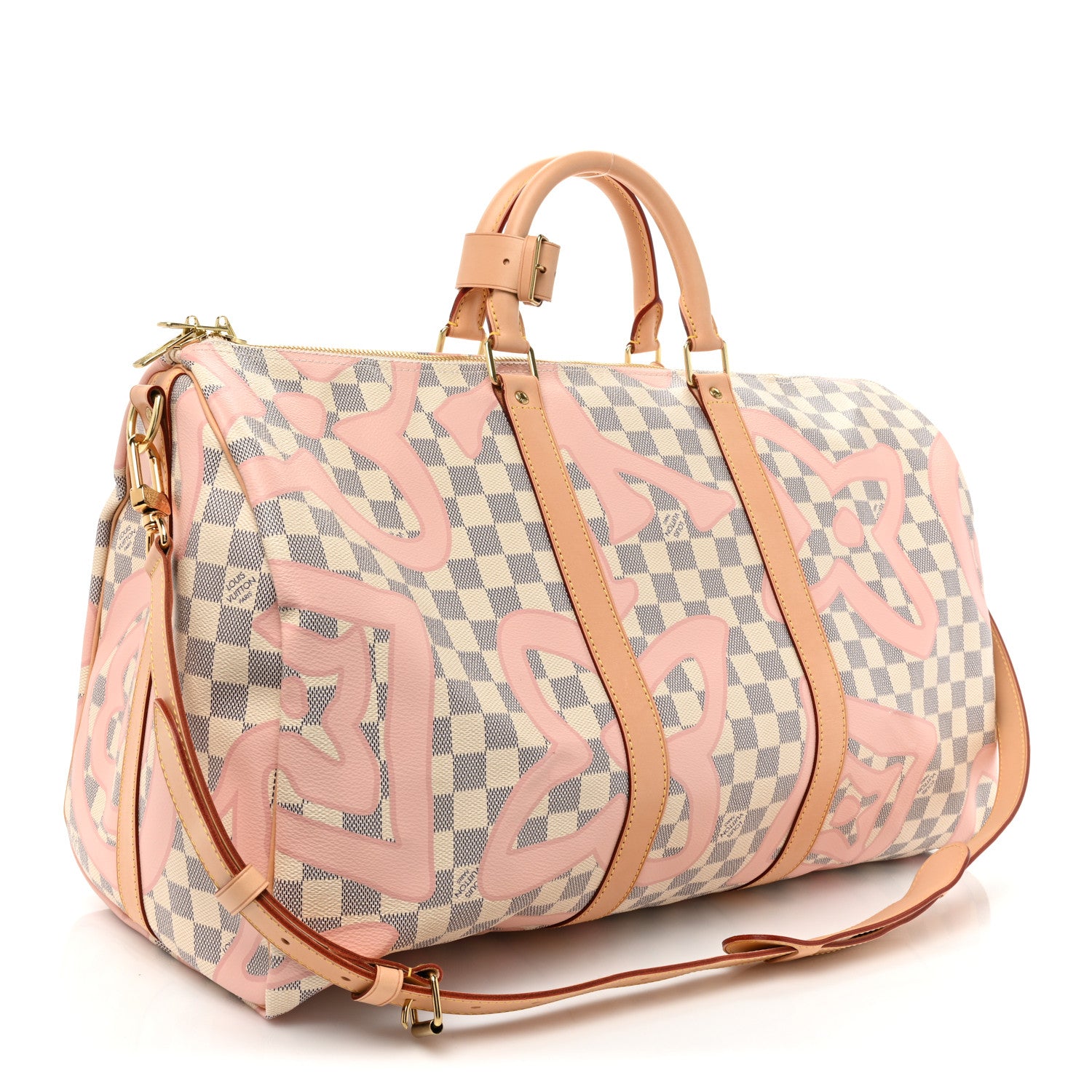Louis Vuitton Damier Azur Tahitienne Keepall Bandouliere 50 Rose Ballerine 3 of 10