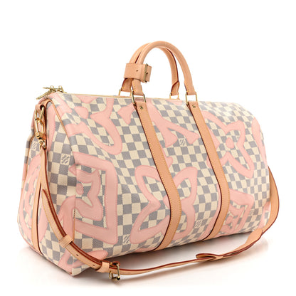 Louis Vuitton Damier Azur Tahitienne Keepall Bandouliere 50 Rose Ballerine 3 of 10