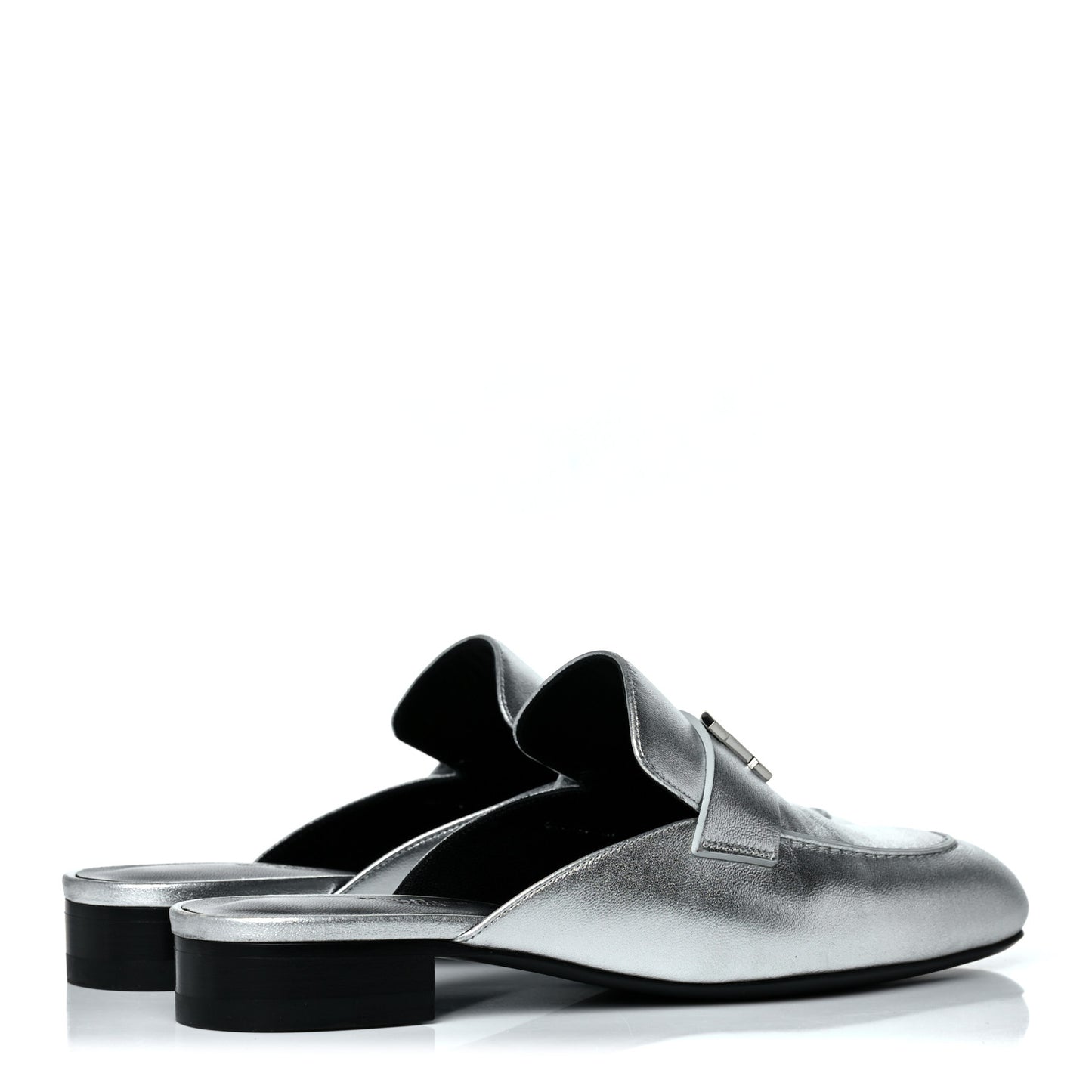Metallic Nappa Trocadero Mule 37.5 Gris Argento